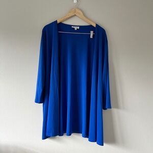 Serengeti Women's 2X Royal Blue Open Front‎ 3/4 Sleeve Knit Cardigan Cover-Up